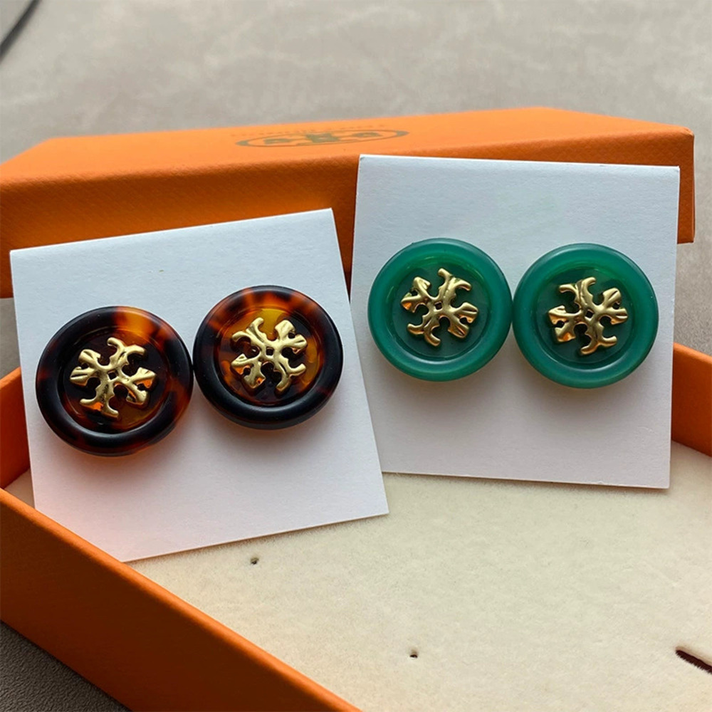 Tory Burch Geometric Round Letter Stud Earrings